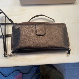 Bronze wallet/ purse with crossbody strap